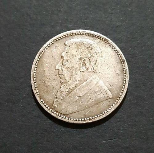 ** 1892 Z.A.R. Silver Kruger 6 Pence Coin (VF / F) .**