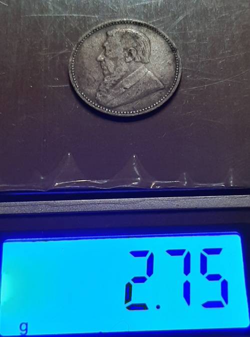 ** 1892 Z.A.R. Silver Kruger 6 Pence Coin (VF / F) .**