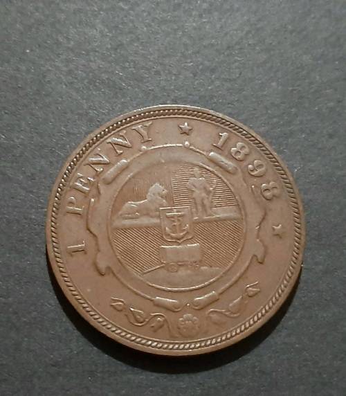 ** 1898 Z.A.R. 1 Penny Kruger Coin (VF/F) .**
