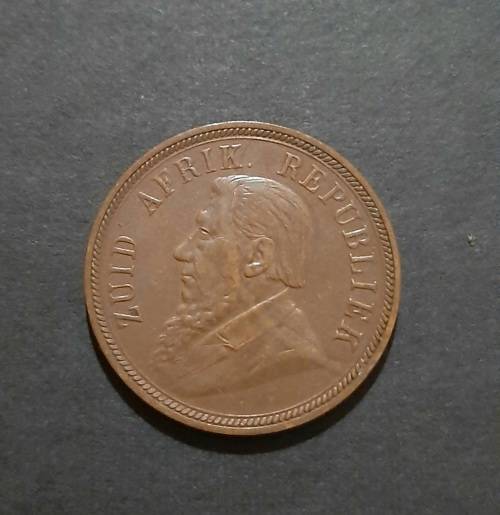 ** 1898 Z.A.R. 1 Penny Kruger Coin (VF/F) .**
