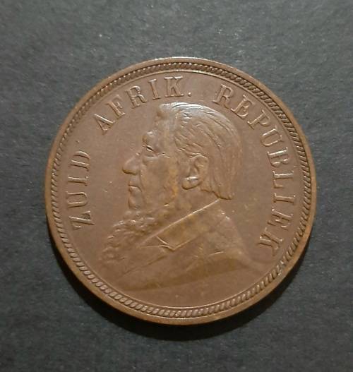 ** 1898 Z.A.R. 1 Penny Kruger Coin (VF/F) .**