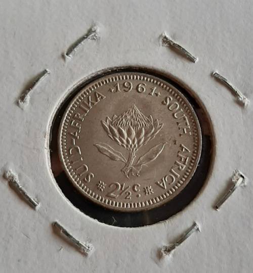** MINT: 1961 South Africa 2½ Cent Silver Coin .** #3