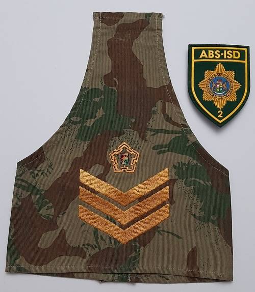 ** Pre-1994 South African Police (SAP) Camo Sergeant Brassard and ABS-ISD 2  Chest Flash **