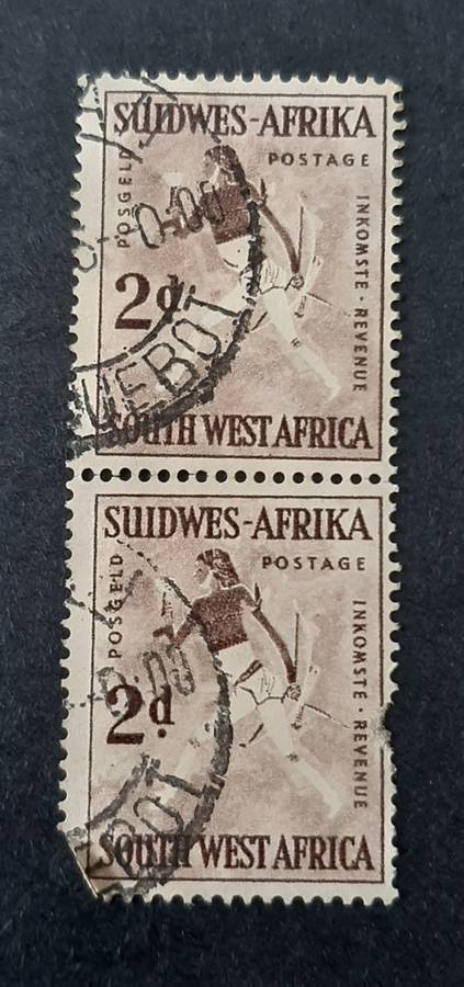 ** 1954 SWA 2d Cave Paintings Stamp Pair (Used).**