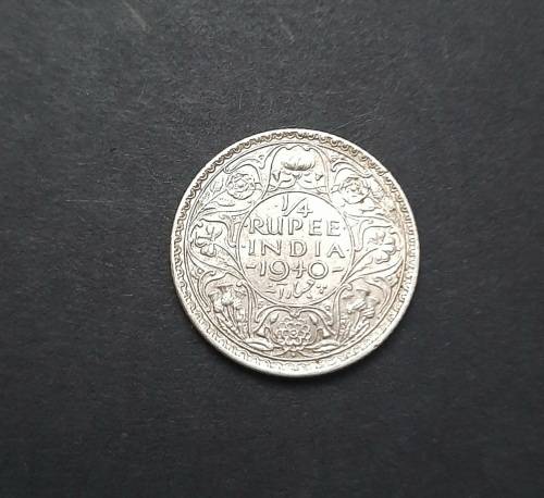 ** 1940 India ¼ Rupee .500 Silver Coin #4  ( XF ) [Uncirculated].**