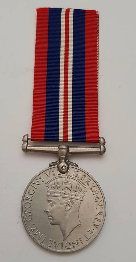 ** ORIGINAL: WW2  1939-1945 War Medal w/ Full-Length Ribbon #3 **