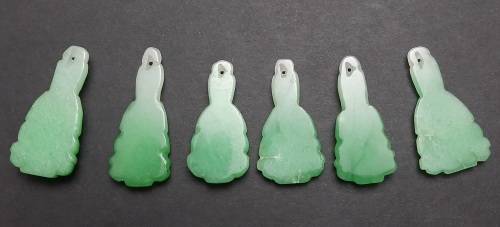 ** RARE : Late 19th Century Chinese/ Tibetan Green Jade Buddhist Figurine Appliques (x6)*