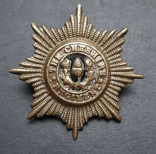 ** 1922 Cheshire Regiment Brass Cap Badge (Lugs Intact).**