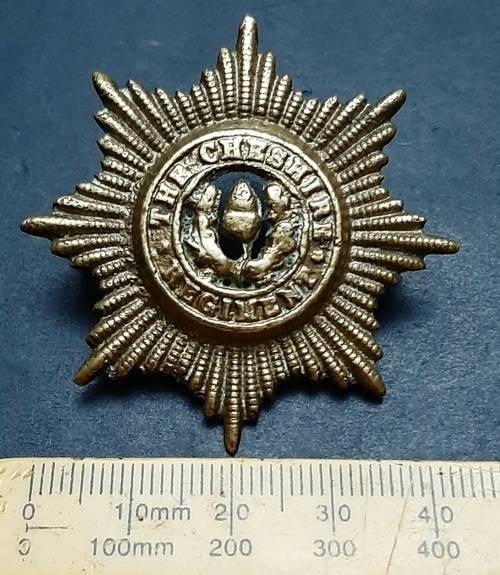 ** 1922 Cheshire Regiment Brass Cap Badge (Lugs Intact).**