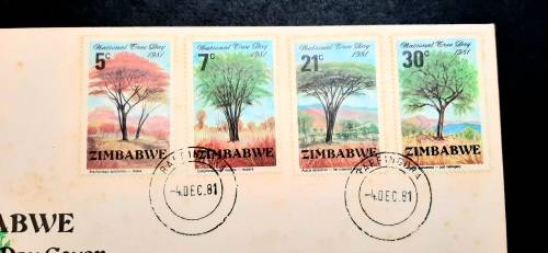 ** 1981 Zimbabwe National Tree Day FDC w/ Insert Card (UNUSED).**
