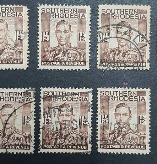 ** 1937 Southern Rhodesia KGVI  1½d Stamps x 9 (USED).**