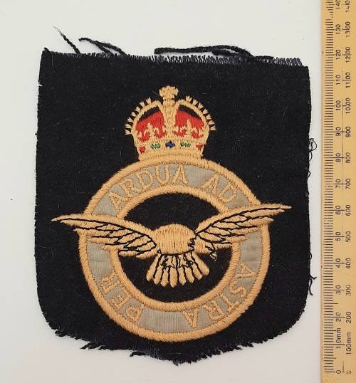 ** WW2 Royal Air Force Other Ranks` Embroidered Blazer Pocket Badge (12cm x 11cm).**