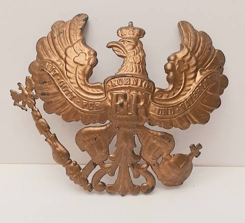 WW1 1915 Ersatz Gilded Prussian Infantry Officer's Pickelhaube Helmet Plate
