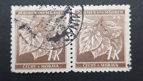 ** 1940 German Occupied Bohemia & Moravia 1K Stamp Pair (USED).**