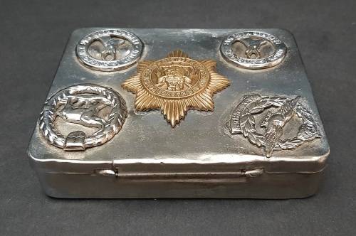 ** WW2 South African Trench Art Cigarette Tin w/ Insignia (9cm x 7cm).**