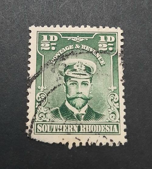 1924 KGV Southern Rhodesia `Admiral` ½d Stamp (USED)