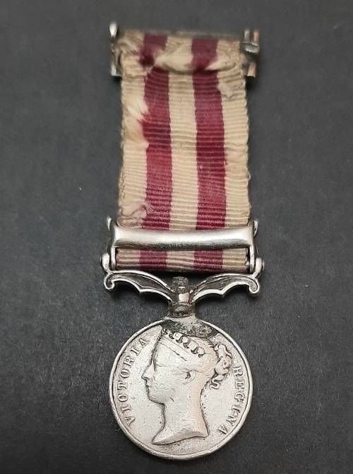 1858 Indian Mutiny Miniature Medal with Lucknow Clasp and Silk Ribbon