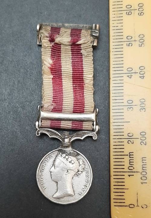 1858 Indian Mutiny Miniature Medal with Lucknow Clasp and Silk Ribbon