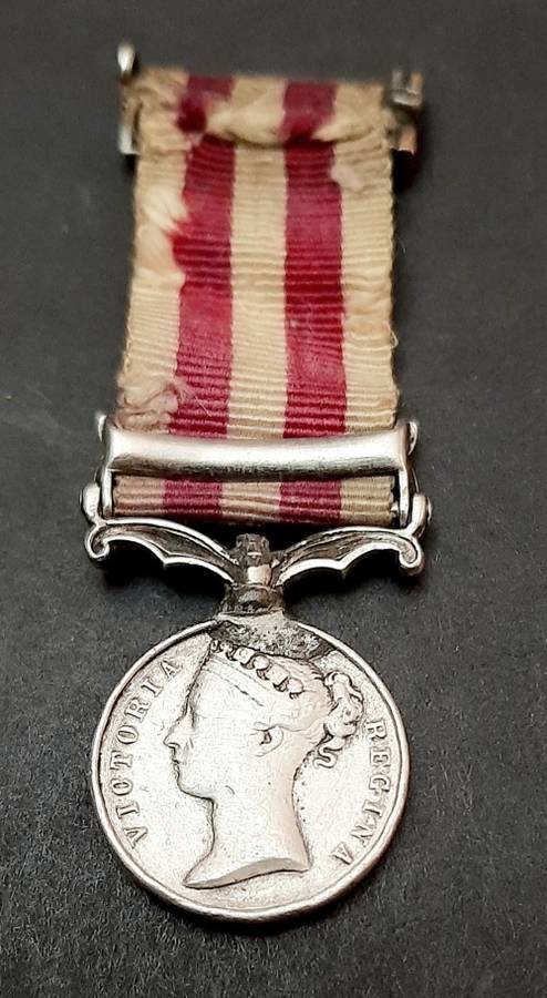 1858 Indian Mutiny Miniature Medal with Lucknow Clasp and Silk Ribbon