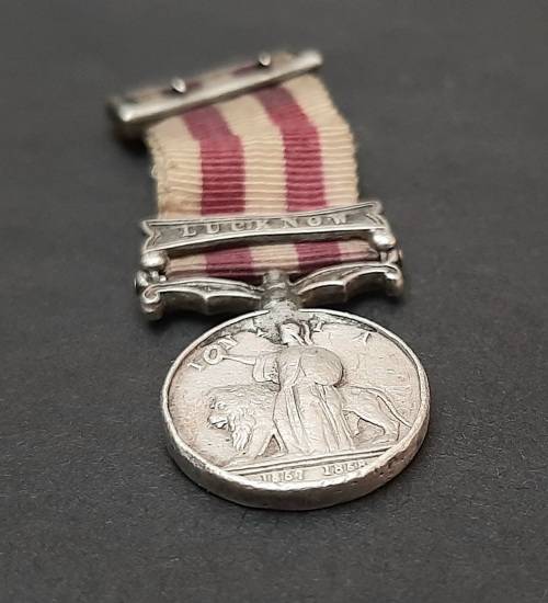 1858 Indian Mutiny Miniature Medal with Lucknow Clasp and Silk Ribbon