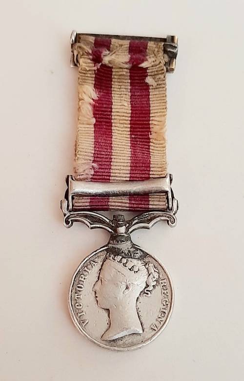 1858 Indian Mutiny Miniature Medal with Lucknow Clasp and Silk Ribbon