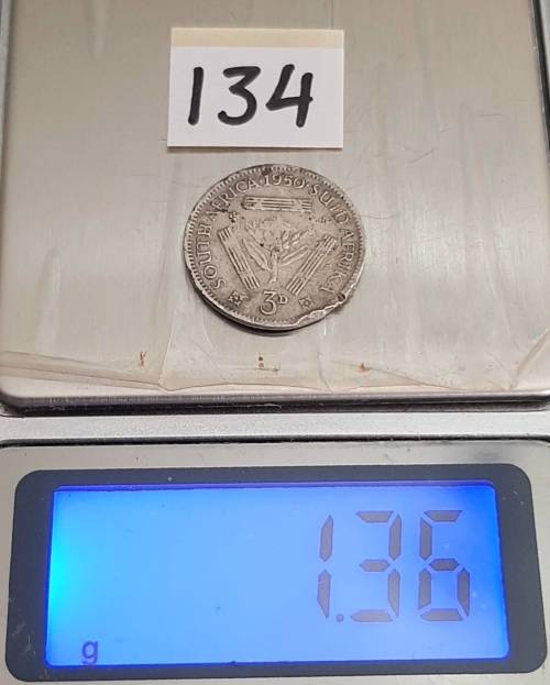 ** 1950 KGVI South Africa 3d  .800 Silver  Coin (F).**