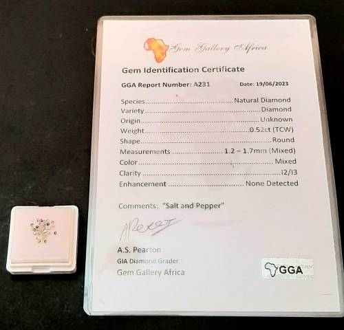 STUNNING: 0.52 ct Round-cut `Salt & Pepper`  Natural Melee Diamonds(Certified).**
