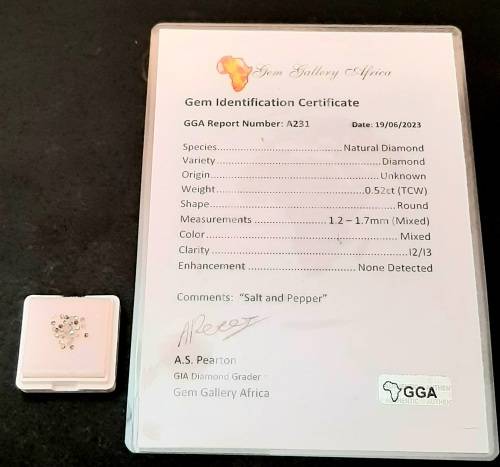 STUNNING: 0.52 ct Round-cut `Salt & Pepper`  Natural Melee Diamonds(Certified).**