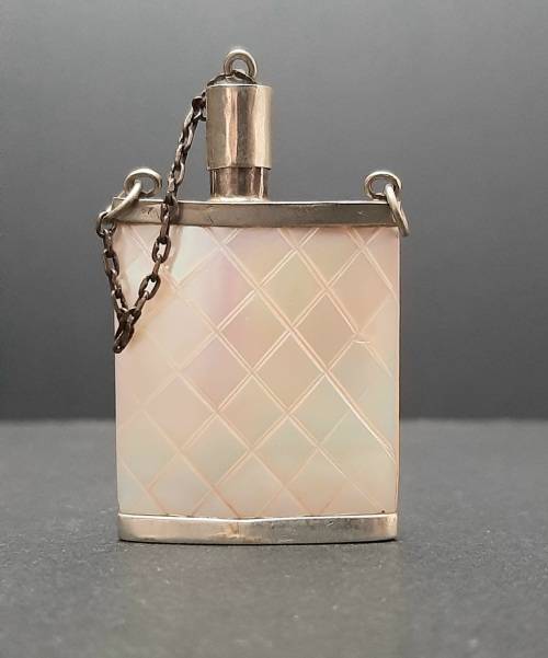 Early 20th Century Chinese Mother of Pearl & Silver Snuff Bottle