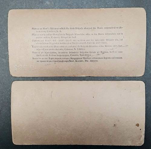 ** Boer War: 1901 Photographic Stereoscope Slides of Hart`s Hill Battlefield (x2).**