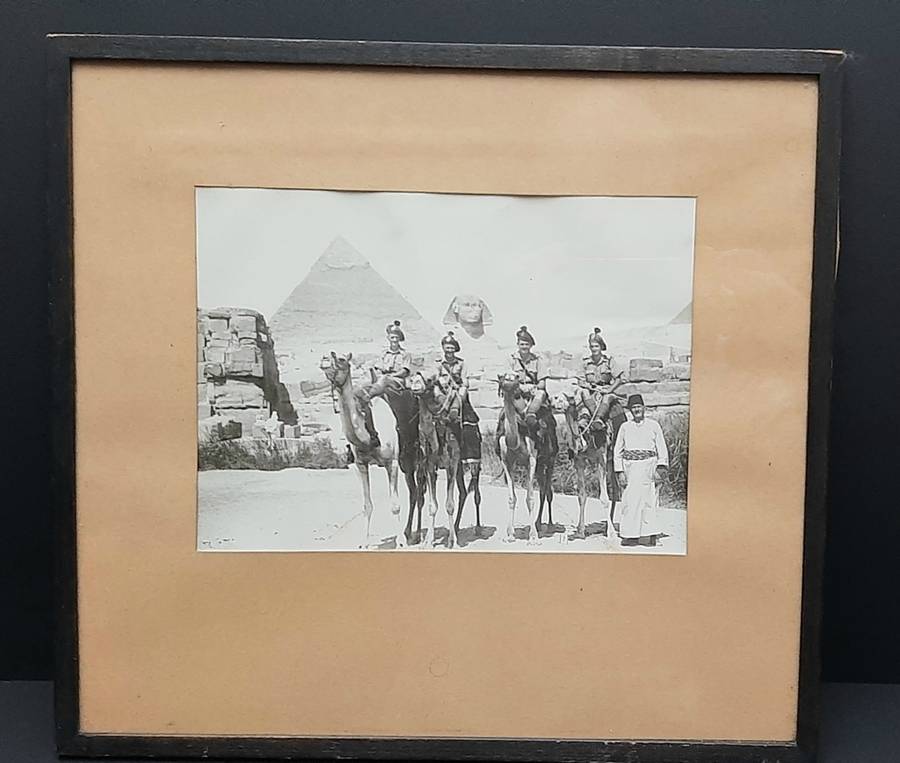 **WW2 Egypt :1941 Large Scottish/ Irish Regiment Framed Photograph at Giza (35cm x32cm).**