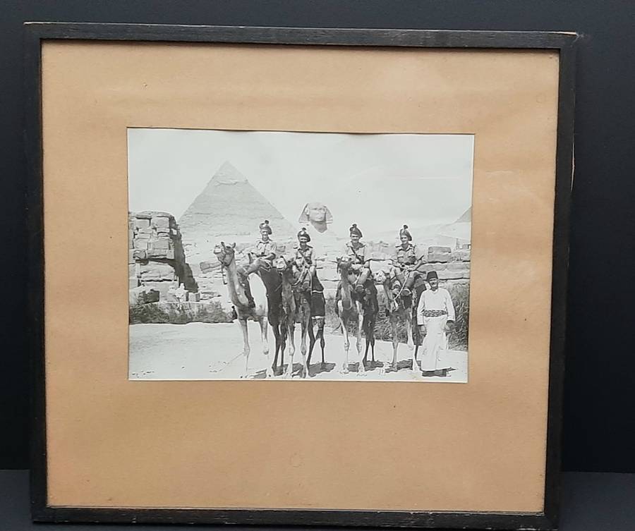 **WW2 Egypt :1941 Large Scottish/ Irish Regiment Framed Photograph at Giza (35cm x32cm).**