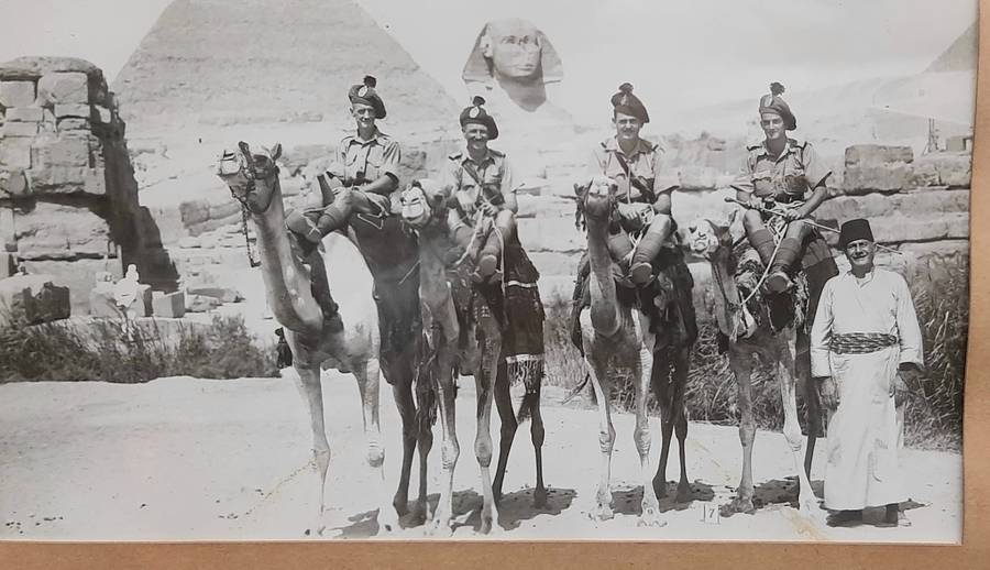 **WW2 Egypt :1941 Large Scottish/ Irish Regiment Framed Photograph at Giza (35cm x32cm).**