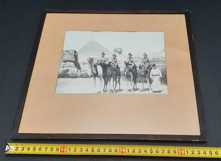 **WW2 Egypt :1941 Large Scottish/ Irish Regiment Framed Photograph at Giza (35cm x32cm).**