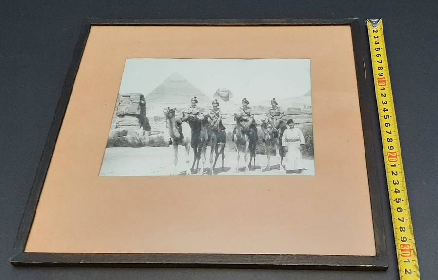 **WW2 Egypt :1941 Large Scottish/ Irish Regiment Framed Photograph at Giza (35cm x32cm).**