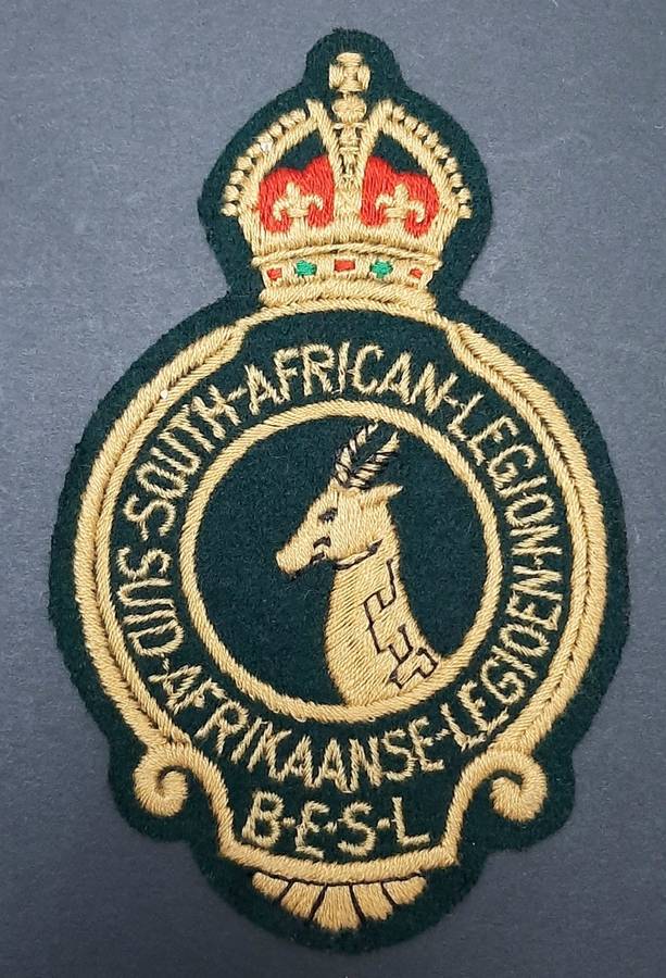 **WW1 / 2 : South African Legion Embroidered Blazer Badge (13cm x 7cm).**