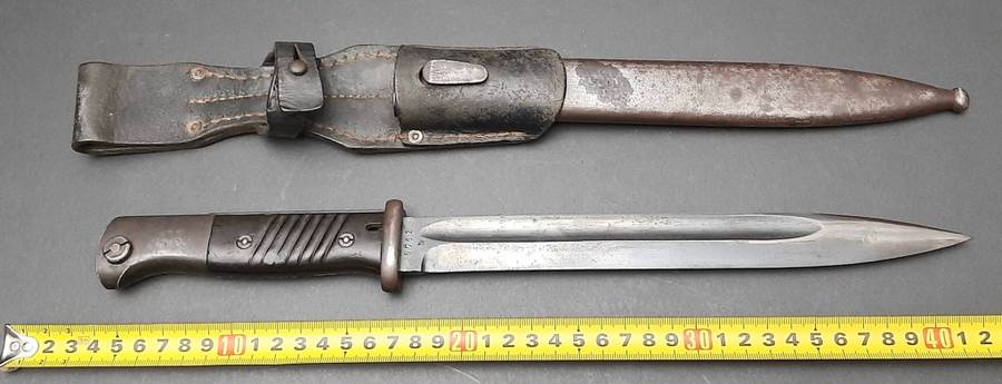 WW2 German K98 Bayonet with Scabbard and Leather Frog (Clemen & Jung) Matching Serials