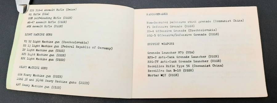 **Border War : 1980s SADF Operation Hooper/ Modular MPLA Weapons ID Booklet (USED).**