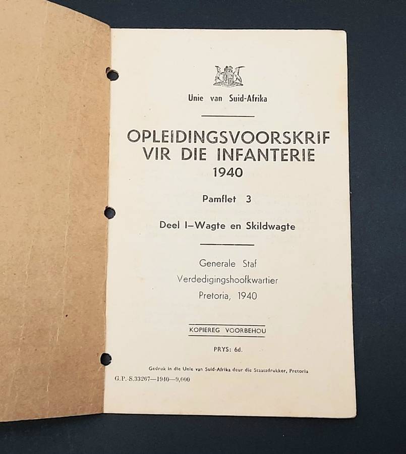 **WW2 : UDF 1940 Infantry Guidelines Booklet (Afrikaans Edition).**