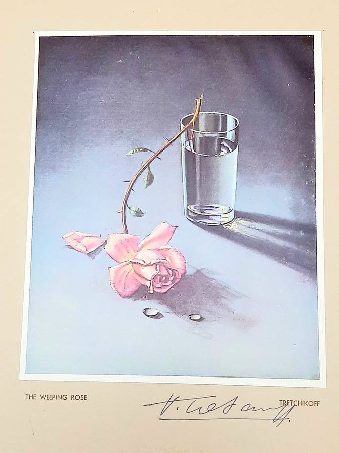 **RARE: Hand-Signed Vladimir Tretchikoff `The Weeping Rose`  Lithographic Print (36cm x27cm).**