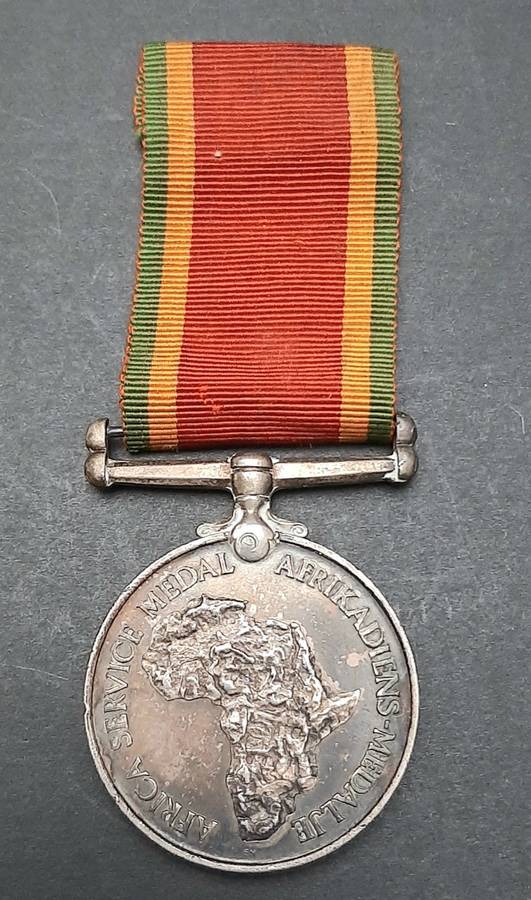 **WW2 UDF: .925 Silver Africa Service Medal w/ Ribbon .**
