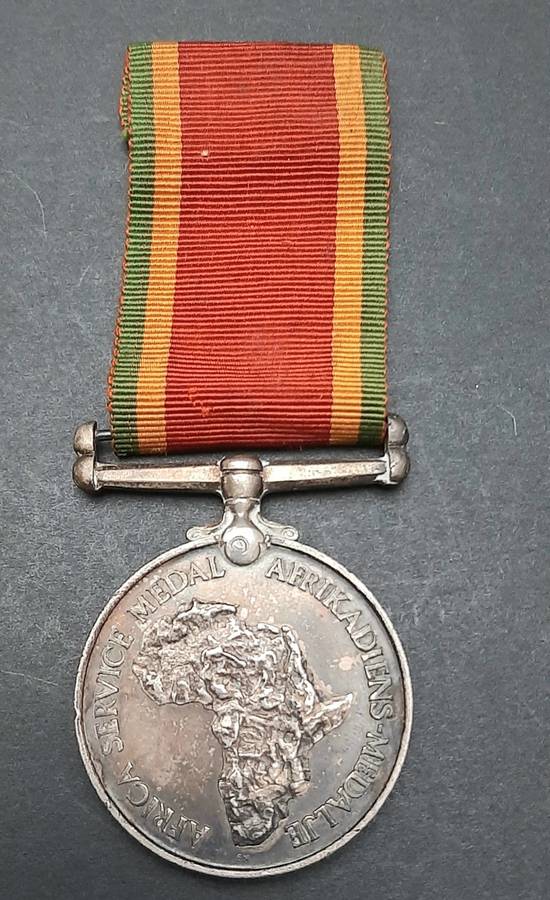**WW2 UDF: .925 Silver Africa Service Medal w/ Ribbon .**