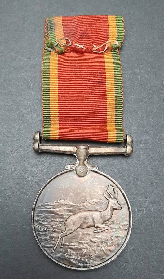 **WW2 UDF: .925 Silver Africa Service Medal w/ Ribbon .**