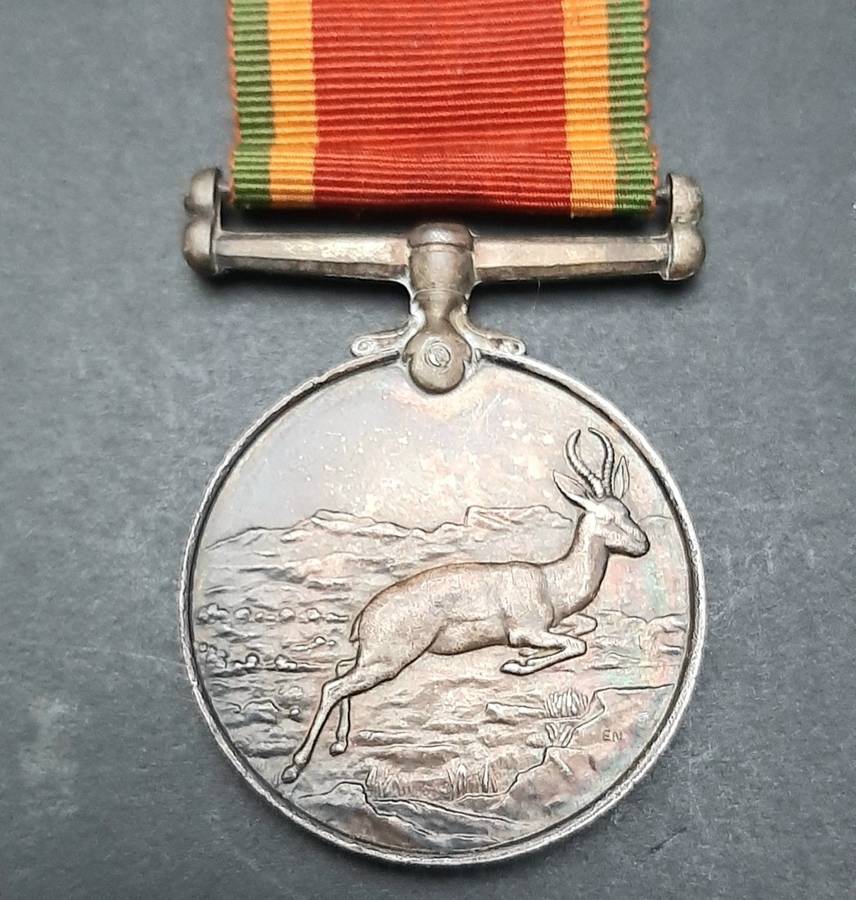 **WW2 UDF: .925 Silver Africa Service Medal w/ Ribbon .**