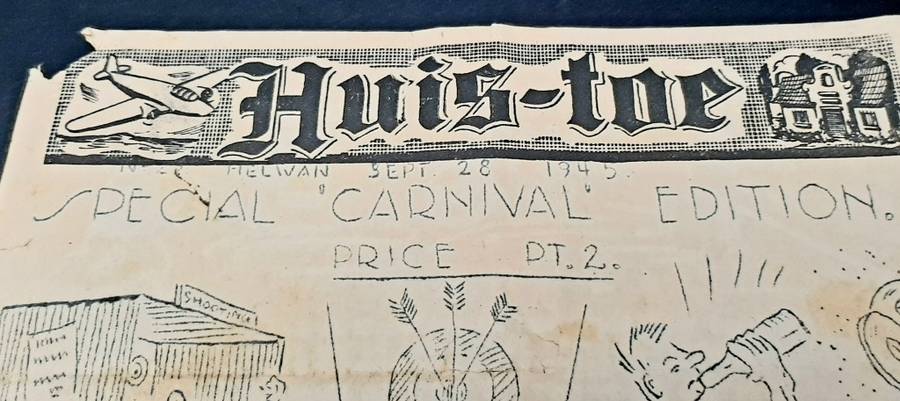 **RARE: WW2 South African `Huis Toe` Demob. Newsletter D/Sided (Sept. 1945).**