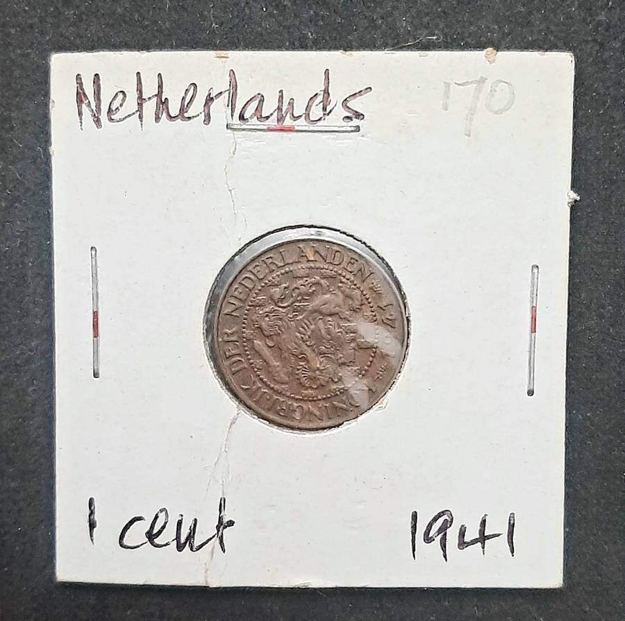 Rare 1941 German-occupied Netherlands 1 cent coin (XF+)