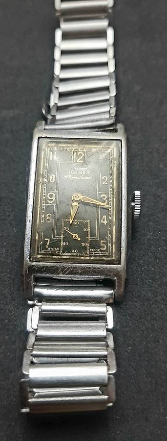 **WW2 : 1940s Roamer 'Standard ' Swiss 15 Jewel Tank Watch w/ Bonklip Bracelet ( TESTED).**