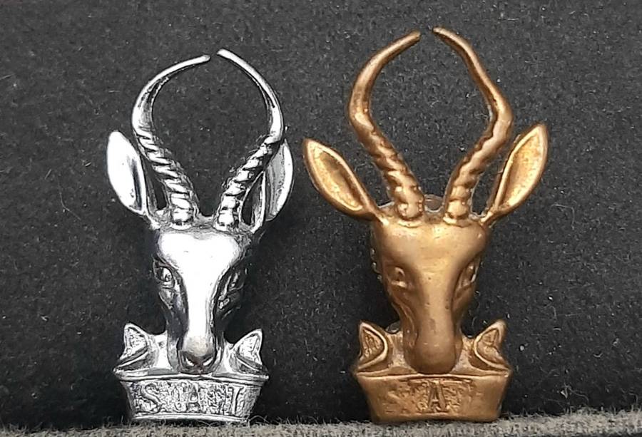 **Border War : 1960s / 70s SADF 'Bok Kop' Beret Badges x2 (Lugs Intact).**