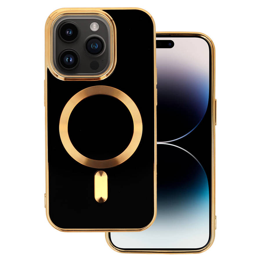 Magsafe Black and Gold Cover For Iphone 15 Plus