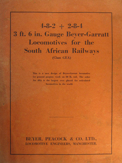 SAR Class GEA : Beyer, Peacock promotional brochure